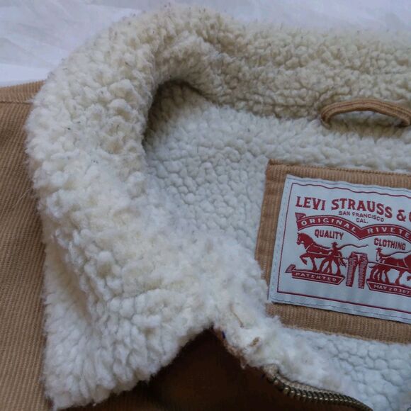Levi’s Corduroy Trucker Jacket Tan Cotton Sherpa Fleece Lined 90s Y2K Men’s XL - Picture 5 of 16